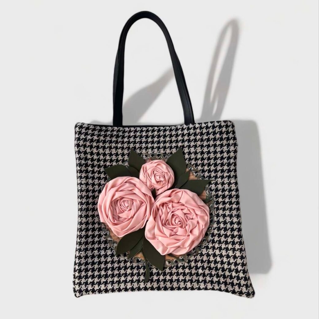 Black Floral Tote Bag