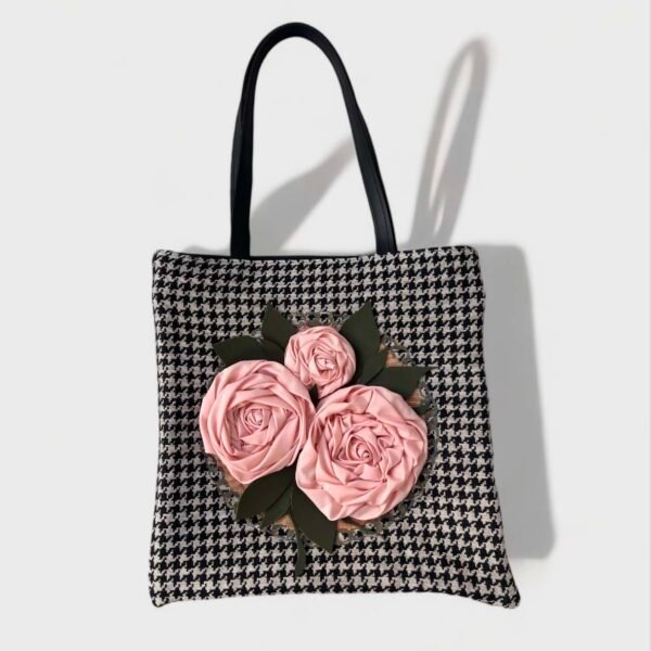 Black Floral Tote Bag