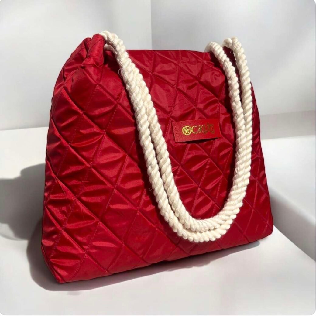 Red Quilted Tote Bag