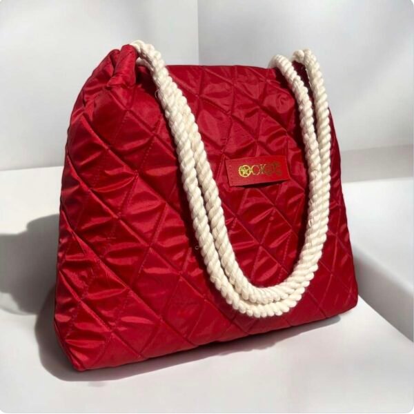 Red Quilted Tote Bag