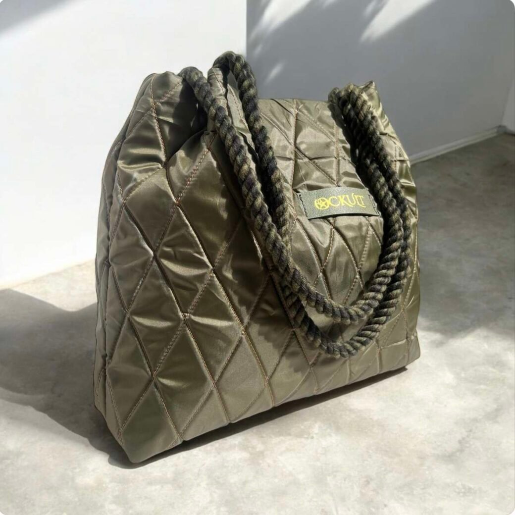 Green Quilted Tote Bag