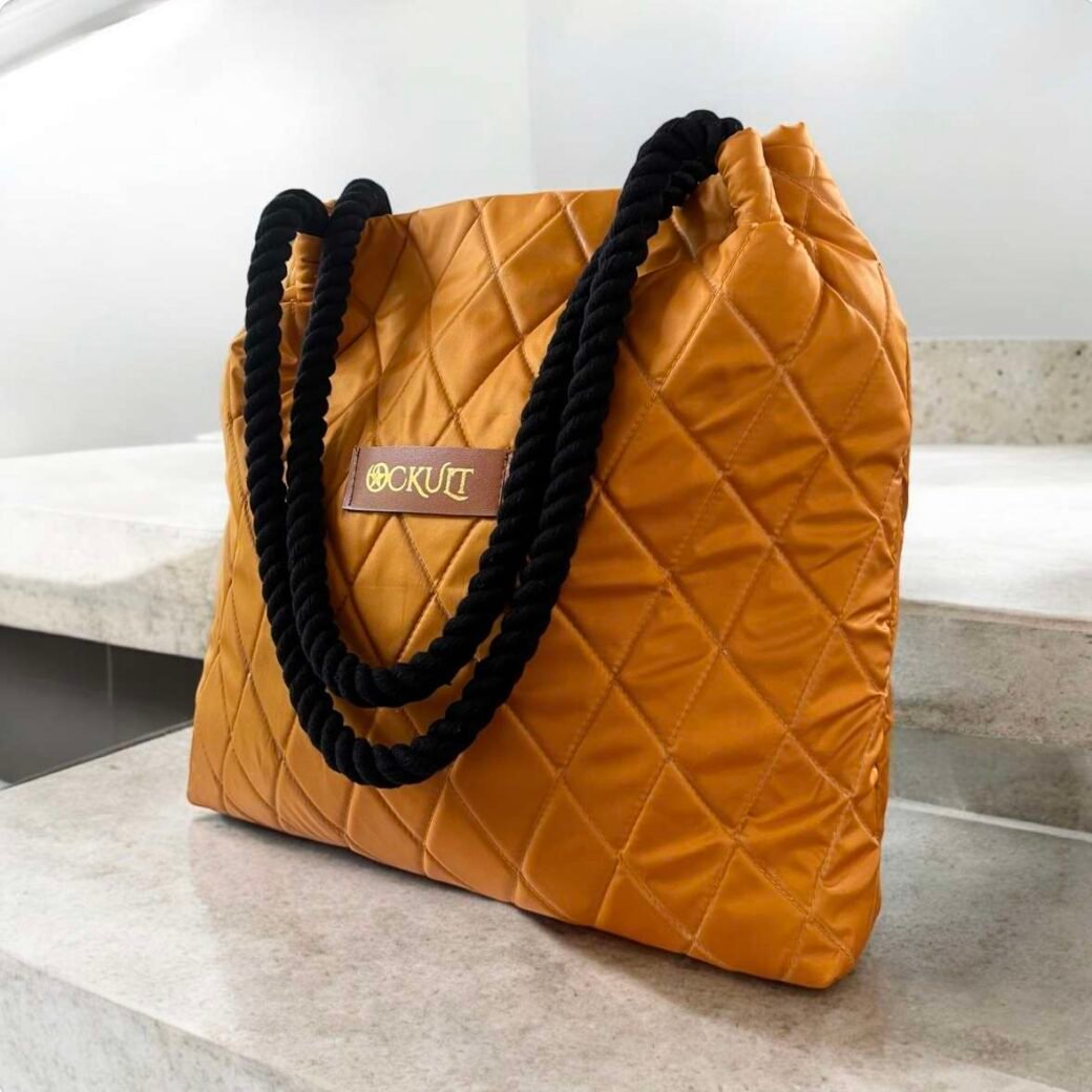 Yellow Quilted Tote Bag - Image 2