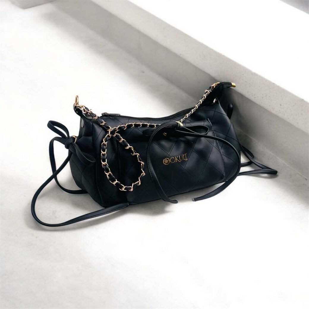 Black Quilted Small Shoulder Bag - Image 3