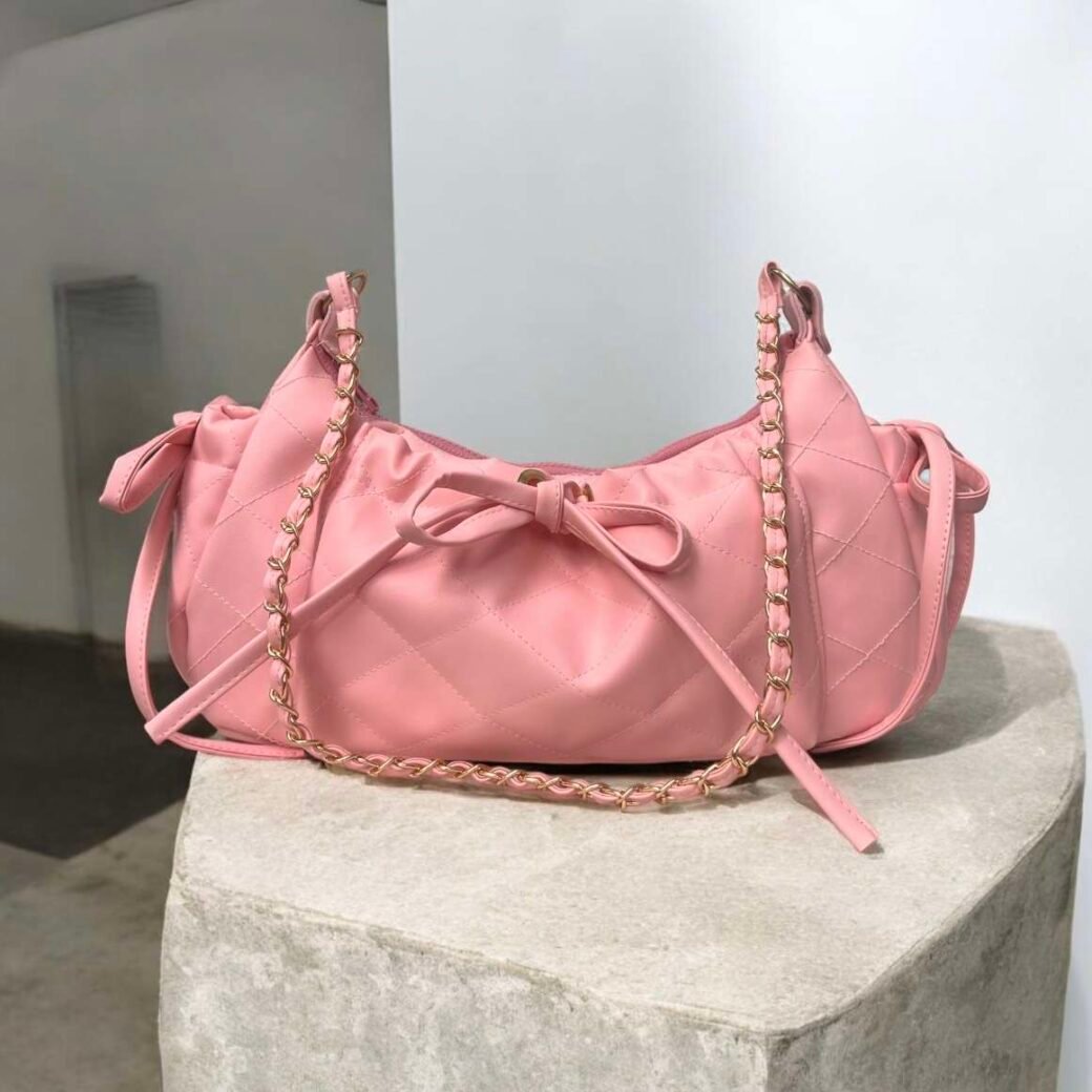 Pink Quilted Small Shoulder Bag - Image 2