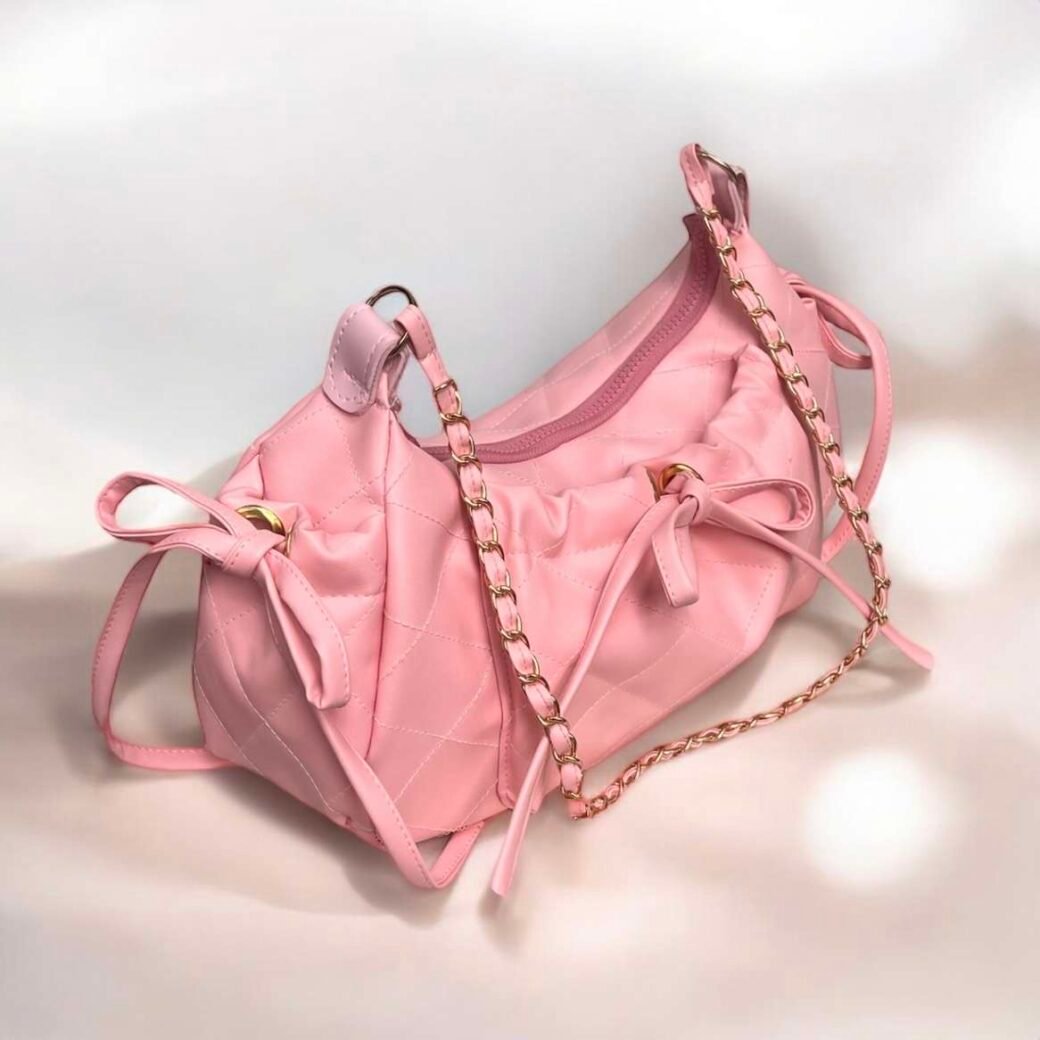Pink Quilted Small Shoulder Bag - Image 3