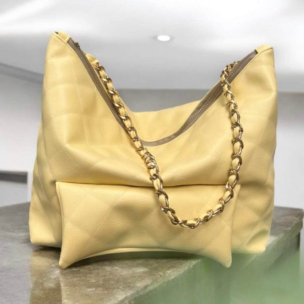 Yellow Quilted Shoulder Bag - Image 3
