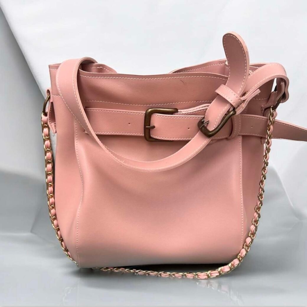 Pink Belted Bucket Bag