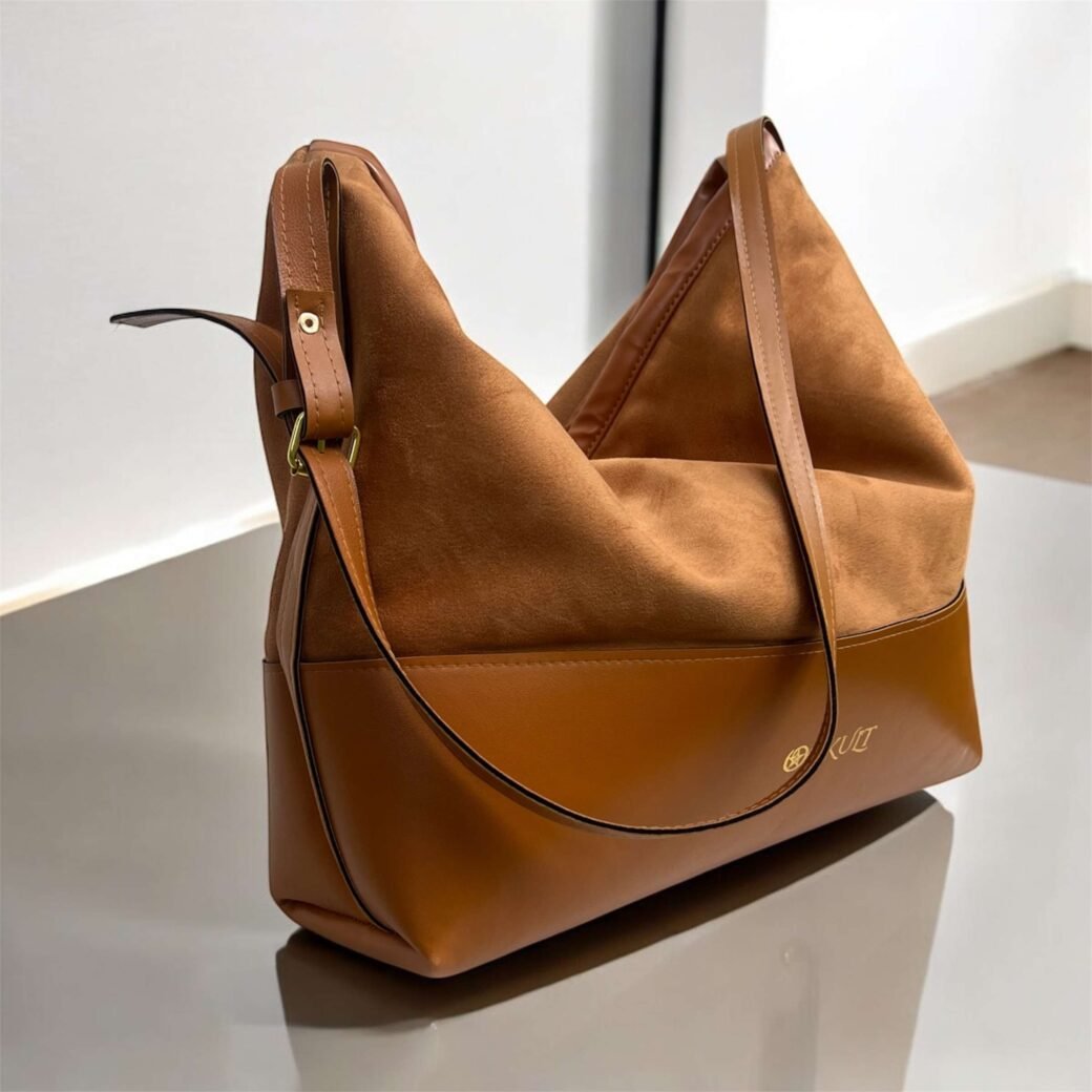 Tan Velvet Shoulder Bag - Image 2