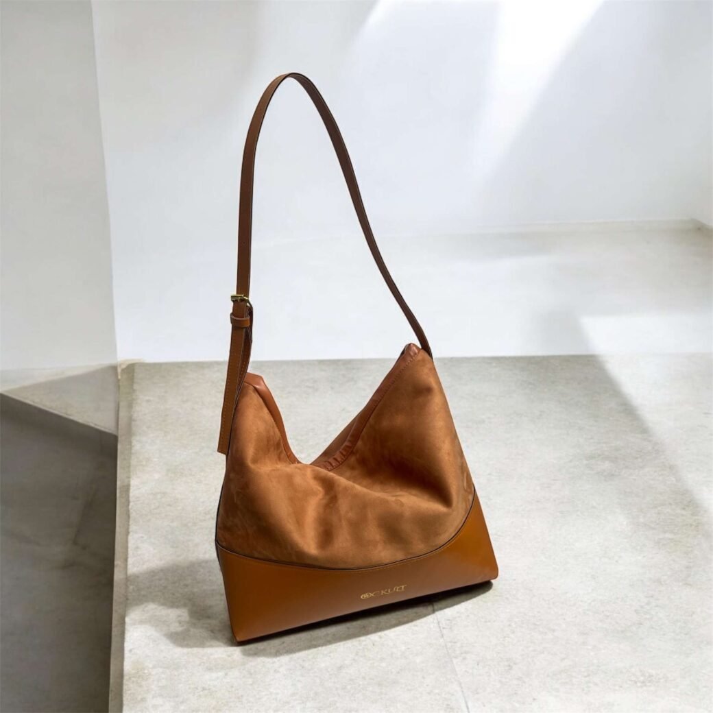 Tan Velvet Shoulder Bag - Image 3