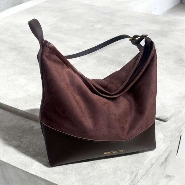 Dark Brown Velvet Shoulder Bag