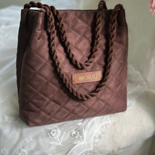 Brown Quilted Tote Bag