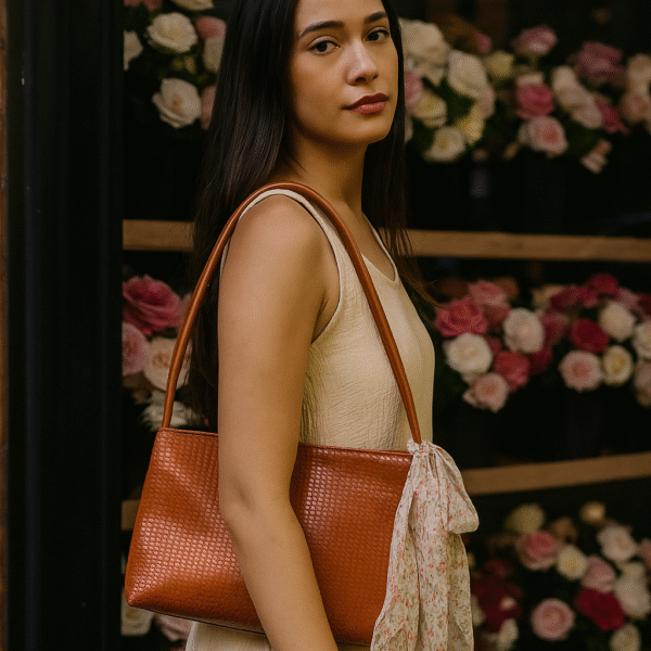 C Bow Brown Strap Bag