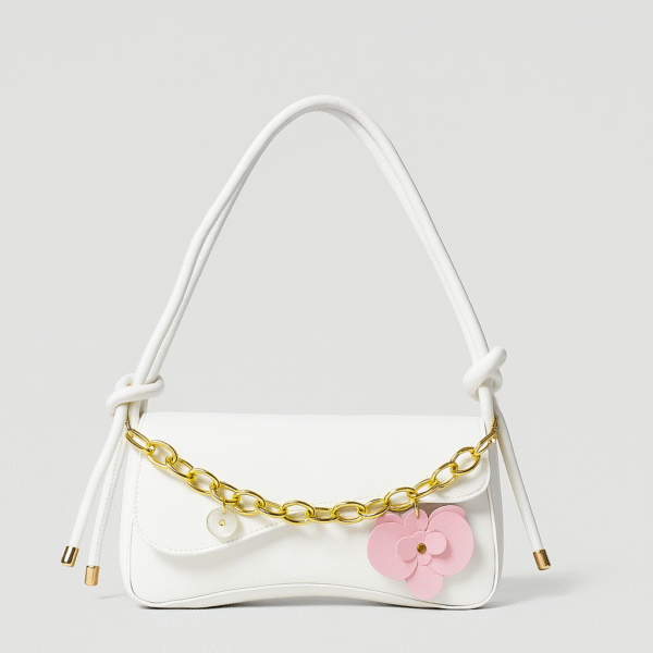 Pink Orchid Gold Chain Charm