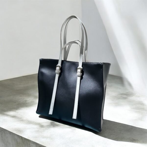 Black Double Strap Tote Bag