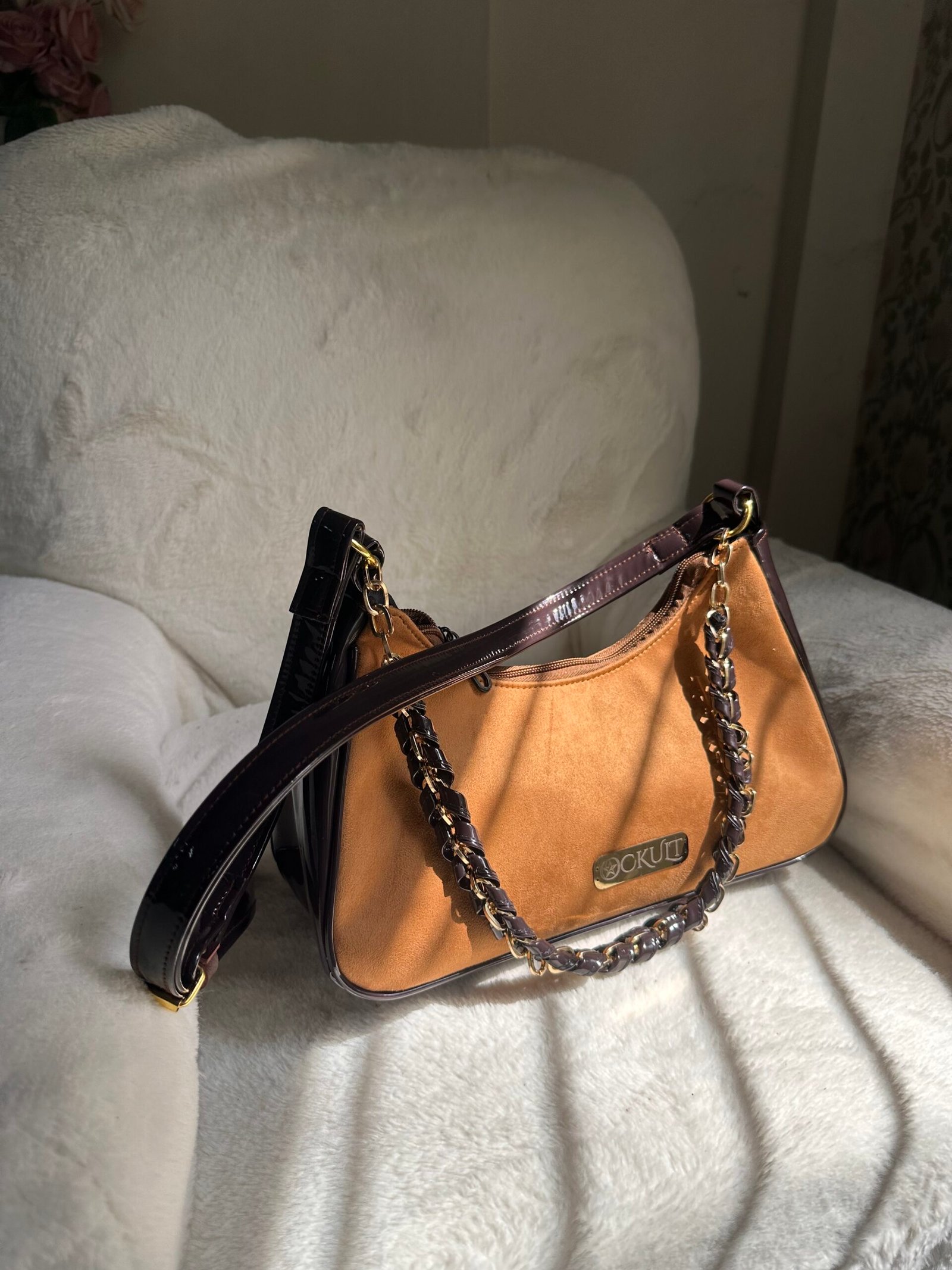 Velvet Tan Mix Dark Brown Bag - Image 2