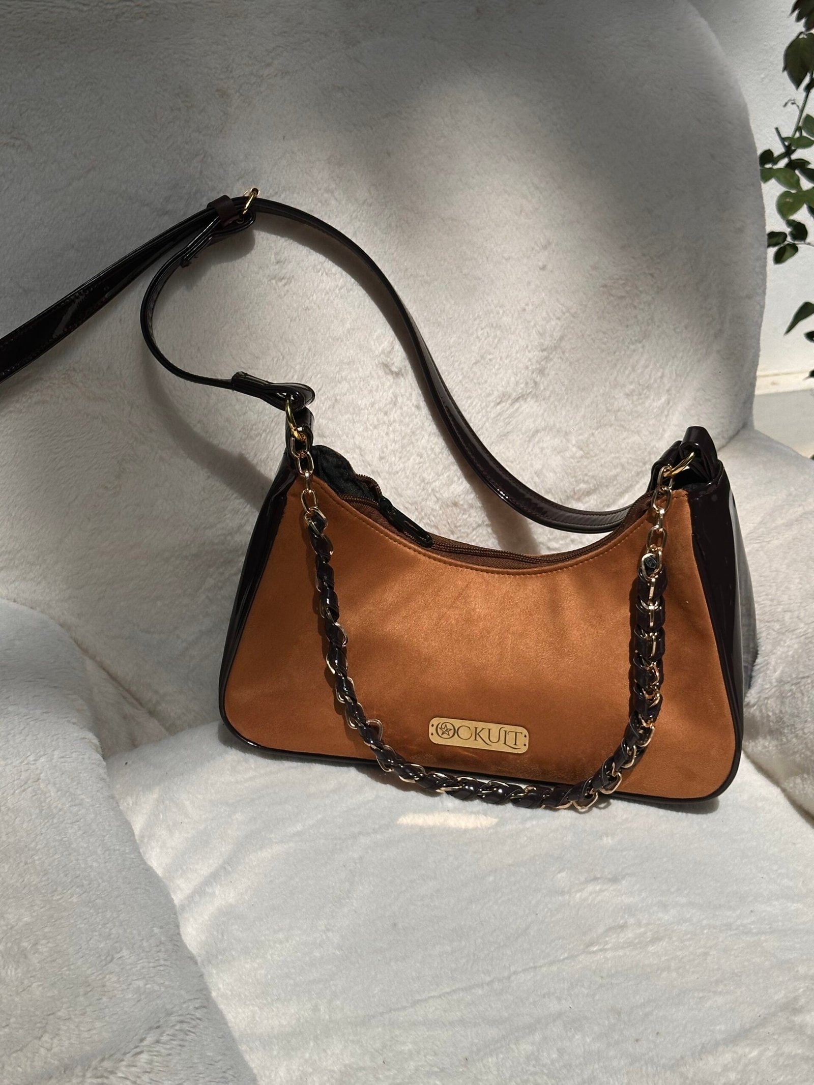 Velvet Tan Mix Dark Brown Bag - Image 4