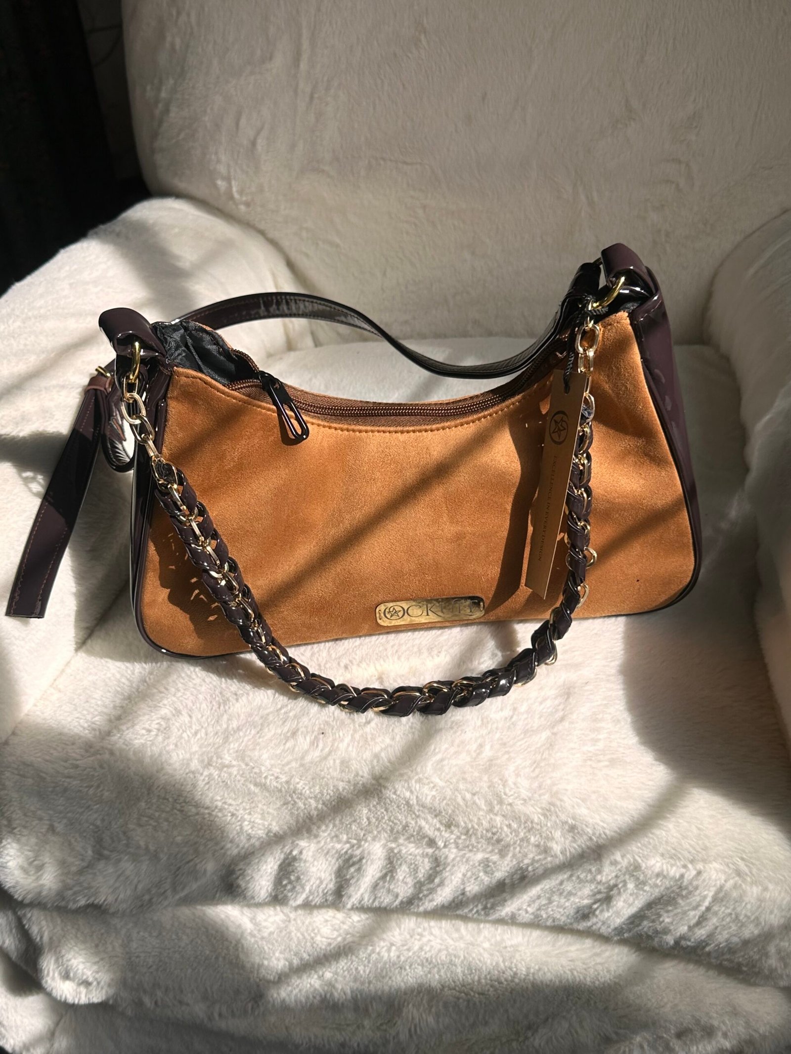 Velvet Tan Mix Dark Brown Bag - Image 3
